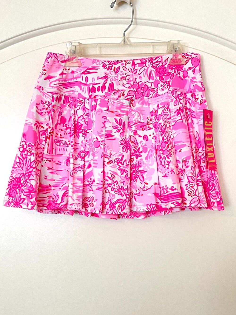New Lilly Pulitzer Luxletic Skort Annora Peony Pink Seaside Scene XS